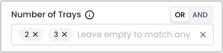 Filter: Number of Trays